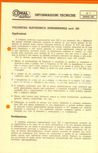 Materiale pubblicitario d’epoca 1941 MILANO Ditta MIAL  Voltmetro elettronico mod. 300 Volantino tecnico 1