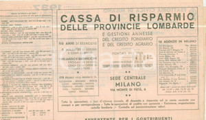 Documento originale, autentico 1937 MILANO Cassa Risparmio Provincie Lombarde Cartella pagamenti 1 1
