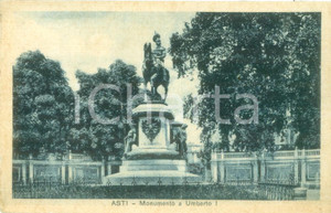 Cartolina originale da collezione 1934 ASTI Monumento equestre a Umberto I Cartolina postale FP VG 1