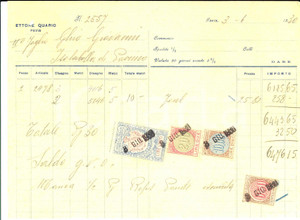 Documento originale, autentico 1930 PAVIA Ditta Ettore QUARIO stoffe  Commessa con bolli 2 1
