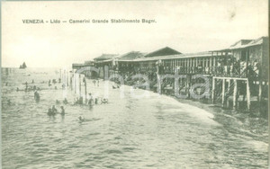 Cartolina originale da collezione 1930 ca VENEZIA LIDO Camerini Grande Stabilimento bagni Cartolina ANIMATA FP NV 1