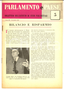 Giornale, rivista storica 1956 PARLAMENTO E PAESE On. Giuseppe ALPINO sul bilancio Anno III nÂ° 5 1