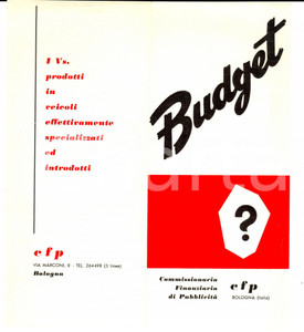 Materiale pubblicitario d’epoca 1960 ca BOLOGNA CFP Concessionaria Finanziaria di Pubblicità Volantino 1