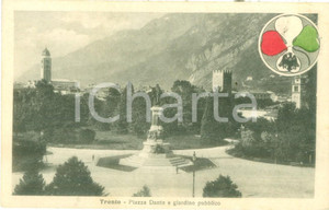 Cartolina originale da collezione 1930 ca TRENTO Piazza DANTE e giardino pubblico Cartolina FP NV 1