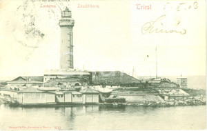 Cartolina originale da collezione 1903 TRIESTE La lanterna del faro Cartolina postale FP VG 1