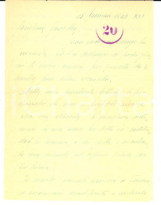 Documento originale, autentico 1943 WW2 Edmondo ZANCHI sui progetti della figlia Graziella Lettera 1