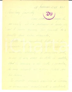 Documento originale, autentico 1943 WW2 Edmondo ZANCHI sui progetti della figlia Graziella Lettera 1