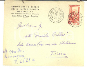 Oggetto da collezione cartaceo 1952 CAMERINO Centro meteorologia marchigiana Busta affrancata ITALIA AL LAVORO 1
