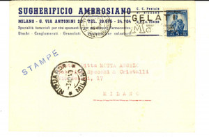 Cartolina originale da collezione 1949 MILANO Sugherificio AMBROSIANO  Turaccioli Cartolina intestata FG VG 1