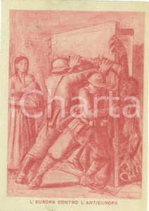 Cartolina originale da collezione 1942 WW2 L EUROPA contro l ANTIEUROPA soldati vs mostri Cartolina 2 1
