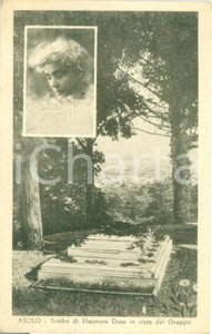 Cartolina originale da collezione 1930 ca ASOLO TV Tomba di Eleonora DUSE in vista del GRAPPA Cartolina FP NV 1