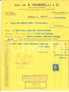 Documento originale, autentico 1935 SESTO SAN GIOVANNI MI SocietÃ  RAMBELLI Essenze  Fattura intestata 1