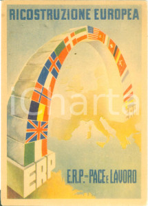 Cartolina originale da collezione 1950 ca ROMA ERP Ricostruzione europea Cartolina ILLUSTRATA FG NV 5 1