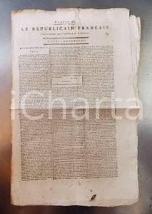 Giornale, rivista storica 1795 LE REPUBLICAIN FRANCAIS Gazette REVOLUTION nÂ° 965 L acte constitutionnel 1