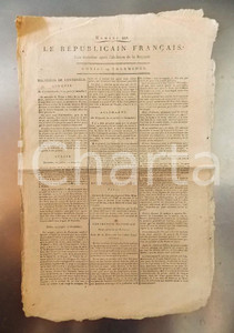 Giornale, rivista storica 1795 LE REPUBLICAIN FRANCAIS Gazette REVOLUTION nÂ° 992 L acte constitutionnel 1