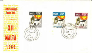Materiale pubblicitario d’epoca 1968 MALTA 12th International Trade Fair FIRST DAY OF ISSUE stamps 1