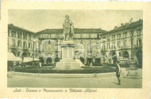 Cartolina originale da collezione 1950 ASTI Piazza Monumento a Vittorio ALFIERI Cartolina FP VG 1