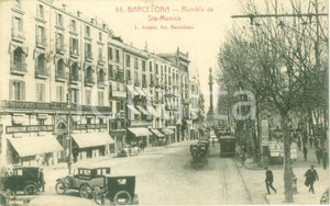 Cartolina originale da collezione 1928 BARCELONA SPAGNA Tram in Rambla de Santa Monica Cartolina FP VG 1