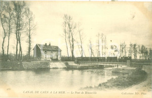 Cartolina originale da collezione 1930 ca CANAL DE CAEN A LA MER FRANCE Le Pont de BENOUVILLE Cartolina FP NV 1