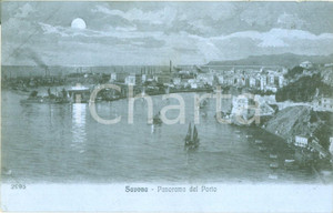 Cartolina originale da collezione 1925 SAVONA Panorama del porto con barche a vela Cartolina FP VG 1