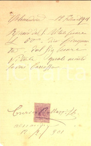 Documento originale, autentico 1901 ALESSANDRIA Ricevuta di Enrico BOTTAZZI per lavori a una carrozza 1