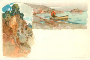 Cartolina originale da collezione 1900 ca ALASSIO SV Vedutine Illustratore Manuel WIELANDT Cartolina FP NV 1