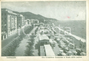 Cartolina originale da collezione 1950 VARAZZE SV Via Cristoforo COLOMBO Viale delle Palme Cartolina FG VG 1