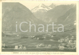 Cartolina originale da collezione 1942 BORMIO SO Le ville con sfondo BAGNI e strada allo STELVIO Cartolina FG VG 1
