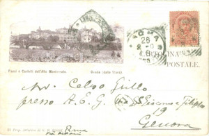 Cartolina originale da collezione 1908 OVADA AL Veduta della cittÃ  dallo STURA Cartolina postale FP VG 1