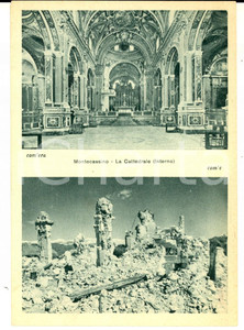 Cartolina originale da collezione 1945 ca ABBAZIA MONTECASSINO Cattedrale prima e dopo bombardamenti Cartolina 1