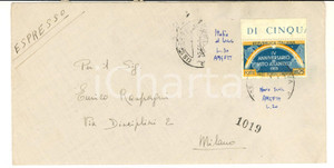 Oggetto da collezione cartaceo 1953 STORIA POSTALE  Busta affrancata Lire 25 IV Anniversario Patto Atlantico 1