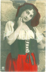 Cartolina originale da collezione 1908 TORINO Contadina in abito tradizionale Cartolina postale FP VG 1