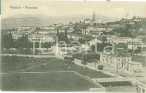 Cartolina originale da collezione 1917 PINEROLO TO Panorama della cittÃ  con mucche al pascolo Cartolina FP VG 1