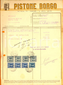 Documento originale, autentico 1949 TORINO Ditta PISTONE BORGO Fattura per fasce elastiche e anellini 1