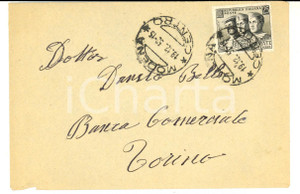 Cartolina originale da collezione 1952 STORIA POSTALE Busta affrancata L. 25 Giornata delle Forze Armate 1