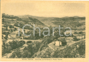 Cartolina originale da collezione 1940 ca PIANA CRIXIA SV Stazione ferroviaria e ponte nuovo Cartolina FG NV 1
