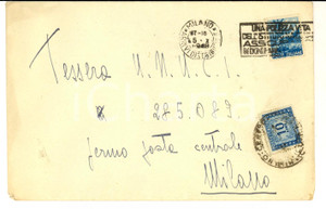 Cartolina originale da collezione 1948 STORIA POSTALE REPUBBLICA Busta affrancatura mista L. 15 + L. 10 SEGNATASSE 1