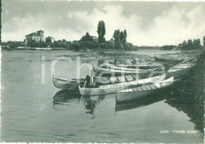 Cartolina originale da collezione 1950 LODI Donna in canoa sulla riva del fiume ADDA Cartolina postale FG NV 1