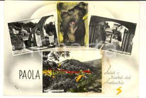 Cartolina originale da collezione 1960 ca PAOLA Vedutine santuario e fonte CUCCHIARELLA Cartolina colorata a mano 1