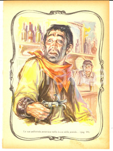 Stampa, bozzetto originale 1956 AVVENTURE DI PECOS BILL Pallottola nella pistola Stampa ill. CATTANEO 1
