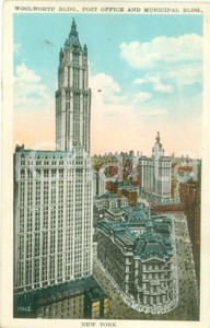 Cartolina originale da collezione 1935 ca NEW YORK USA Il Woolworth Building e il Post Office Cartolina FP NV 1