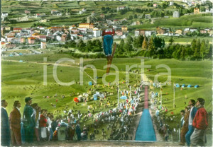 Cartolina originale da collezione 1959 PONTE DI LEGNO BS Salto sul nuovo trampolino di plastica Cartolina FG VG 1