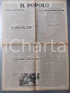 Giornale, rivista storica Dicembre 1945 IL POPOLO Lavoro  Accordo su gratifica natalizia Giornale DC 1