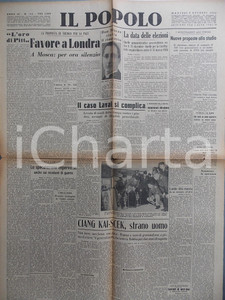 Giornale, rivista storica Ottobre 1945 IL POPOLO Proposta di Harry TRUMAN per la pace Giornale DC 1