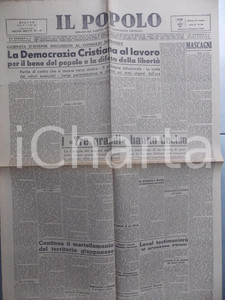 Giornale, rivista storica Settembre 1945 IL POPOLO Fuga del generale Mario ROATTA  Giornale DC 1