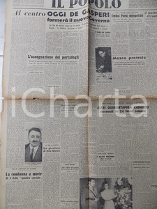Giornale, rivista storica Dicembre 1945 IL POPOLO Formazione del nuovo governo DE GASPERI Giornale DC 1