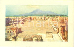 Cartolina originale da collezione 1940 ca POMPEI NA Gli scavi del Foro Cartolina ILLUSTRATA FP NV 1