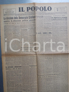 Giornale, rivista storica Maggio 1945 IL POPOLO La Jugoslavia propone negoziato per TRIESTE Giornale DC 1