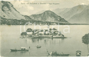 Cartolina originale da collezione 1913 BAVENO VB Barche sul lago all Isola dei Pescatori Cartolina FP VG 1
