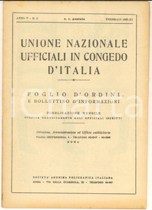 Giornale, rivista storica 1933 U.N.U.C.I. FOGLIO D ORDINI AttivitÃ  sportiva dei Gruppi Pubblicazione 1